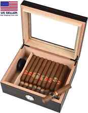 Cigar Humidor, Cigar Box for 30-50 Cigars, Glass Top Cedar Humidor Cigar Box wit picture