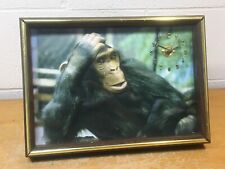 Vintage Chimpanzee Shadow Box 3-D Framed Wall Table Clock 1970s picture