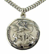 CB Sterling Silver 7/8-Inch Guardian Angel Be My Guide Saint Michael Medal picture