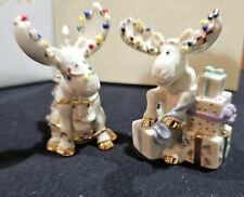 LENOX Marcel The Moose Salt And Pepper Shakers Christmas Tree Present New Unused picture