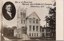 c1910s HORNELL, New York RPPC Real Photo Postcard UNIVERSALIST CHURCH w/ Pastor picture
