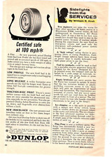1965 Print Ad Dunlop Tires Certified Safe at 100 mph Low Profile Long Milege picture