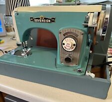 Vintage Sovereign Sewing Machine Working condition. Blue And White picture