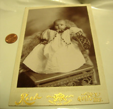 Rare Antique INFANT BABY FASHION Cabinet CARD Photo QUINCY ILLINOIS IL 4X6 picture