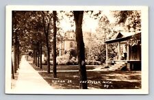 Cheboygan MI-Michigan RPPC Residences Along Huron St, Antique, Vintage Postcard picture