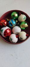 Set of 9 Blown Glass Mini Christmass Ornaments Colorfull w/ glitter in round box picture