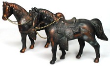 Copper Tone Horse Figurine Set Of 2 Carnival Prize 1940s Equestrian Home Decor picture