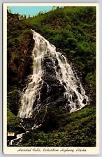 Horsetail Falls Richardson Highway Alaska Waterfall Forest Vintage UNP Postcard picture