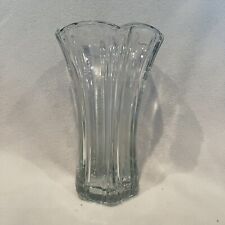 Vintage Anchor Hocking Clear Crystal Vase 6 Sided Scallop Edge 8” picture