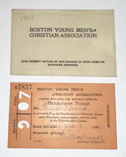 Antique Boston YMCA Membership Card 1907 Young Mens Christian Assc Gym $10 picture
