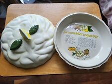Vintage Lemon Meringue Pie Keeper Covered Pie Dish Dessert Holder LTD Comm. 1990 picture