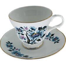 Sadler Wellington Fine Bone China Tea Cup & Saucer Blue Floral Made In England  picture
