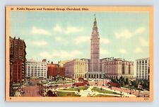 Postcard Ohio Cleveland OH Public Square Downtown 1940s Unposted Linen picture