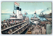 View Of Excursion Steamers Tashmoo Detroit Michigan MI Antique Postcard picture