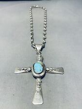 HEAVY IMPORTANT VINTAGE NAVAJO BEN BEGAYE TURQUOISE STERLING SILVER NECKLACE picture