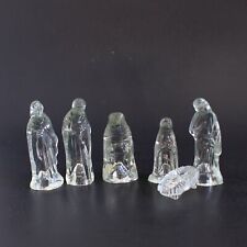 Christmas Glass Nativity Scene - Holy Family - Tabletop Nativity - Vintage Clear picture