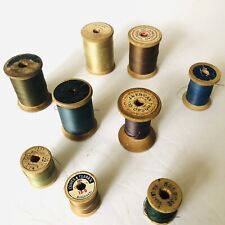 Vintage Wood Thread Spools Lot Of 9 Coats Clark American Melrose Buffalo picture