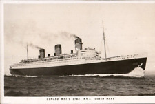 Postcard Nautical RPPC Real Photo Cunard White Star Queen Mary Steamship 1930-40 picture