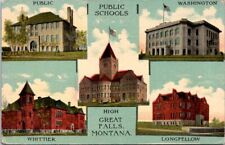 Great Falls MT Schools High Washington Whittier Longfellow c1910s postcard P28 picture