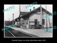 OLD LARGE HISTORIC PHOTO OF TROUTVILLE WEST VIRGINIA THE RAILROAD DEPOT c1930 picture