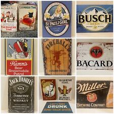 Huge Lot Of 25 Beer Liquor & Bar Signs Total 25 Random Tin Sign Metal Decor READ picture