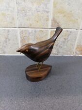 Handcarved Vintage Wooden Bird Metal Legs On Stand Attached READ DESCRIPTION  picture