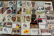 Big~LOT OF 65 Old~COMIC  funny~HUMOR Vintage 1900s~POSTCARDS-All In Sleeves-h282 picture