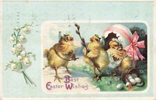 c1910 Fantasy Anthropomorphic Dressed Chicks Eggs Basket Germany Easter P543 picture
