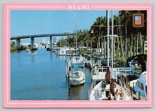 Postcard Miami Florida Docks and Boats on the Miami River Posted 1988 6x4 picture