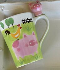 Indra 3D Hand Painted Stoneware PIG Mug 12 Oz Adorable picture