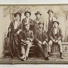 Antique Cabinet Card Photograph Handsome Young Men Cowboy Rifle Gun Buffalo NY picture
