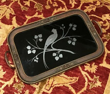Antique/Vintage Reverse Painted Glass Victorian Perfume Tray Bird Of Paradise  picture