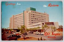 Greetings From The Riviera Las Vegas NV Nevada Chrome Postcard 1960 Old Cars picture