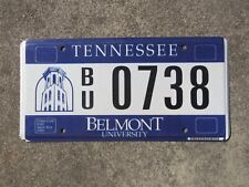 Tennessee Belmont University License Plate BU 0738 Nashville Christian College picture