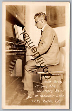 Real Photo Man Playing Sanctuary Bells Organ Mountain Lake Wales FL RP RPPC G259 picture