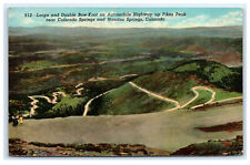 Postcard Loops & Double Bow-Knot on Automobile Hwy, Pikes Peak, CO 1951 B13 picture