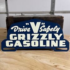 Grizzly Gasoline Drive Safely Metal License Plate Tag Topper Oil Sign picture