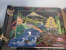 Vintage Japanese Lacquered Photo Album/Scrapbook With Inlaid Mother Of Pearl picture