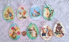 8~Easter~Vintage~Victorian~Egg Shape~Fussy Cut~Linen Cardstock~Gift~Hang~Tags picture