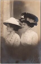 1907 TWO RIVERS Wisconsin RPPC Photo Postcard Young Ladies in Large Hats Fashion picture