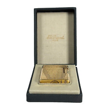ST. Dupont Ligne 1 SM Gas Lighter | Diamond Pattern | 20µ Gold Plated | Serviced picture