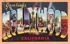 Large Letter Greetings from Hollywood CA Vintage PC Posted 1944 picture