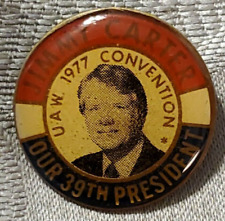 Vintage 1977 UAW Convention Jimmy Carter 39th President Pin Pinback Advertising picture