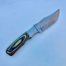 Beautiful Hand Forged Damascus Steel Hunting Knife, Natural Wood Handle w/Sheath picture