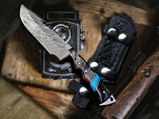 HIGH QUALITY FIXED BLADE DAMASCUS FULL TANG BEST CAMPINHG HUNTING KNIFE & SHEATH picture