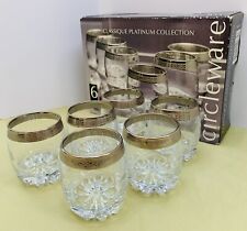 Lot of 6 Vintage CIRCLEWARE 2.5 Oz. PLATINUM Rim Shot Glasses, Bar Barware picture