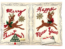 VTG Royal Terry Merry Terrys Merry Christmas & Happy New Year Fringed Towels picture