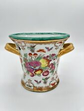 Vintage Porcelain Chinese Vase Planter Fruit Butterflies DragonFly Gold picture
