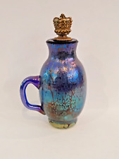 Loetz Miniature Perfume Cobalt Papillon Iridescent Glass Art Nouveau 1900 picture
