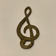 VINTAGE 6” SOLID BRASS TREBLE CLEF MUSIC NOTE, PAPER WEIGHT OR FOR CRAFT picture
